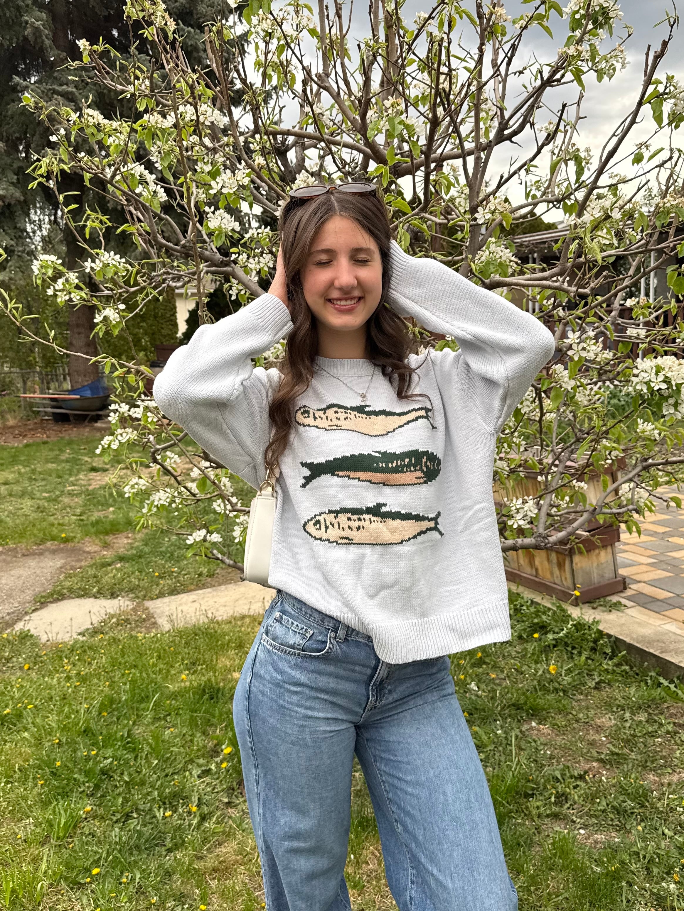 Baby Blue Round Neck Sardine Sweater