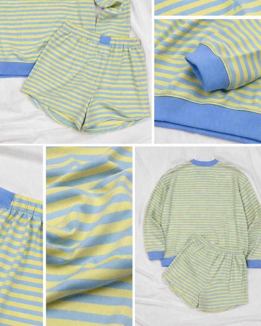 Striped Color Block Lounge Set