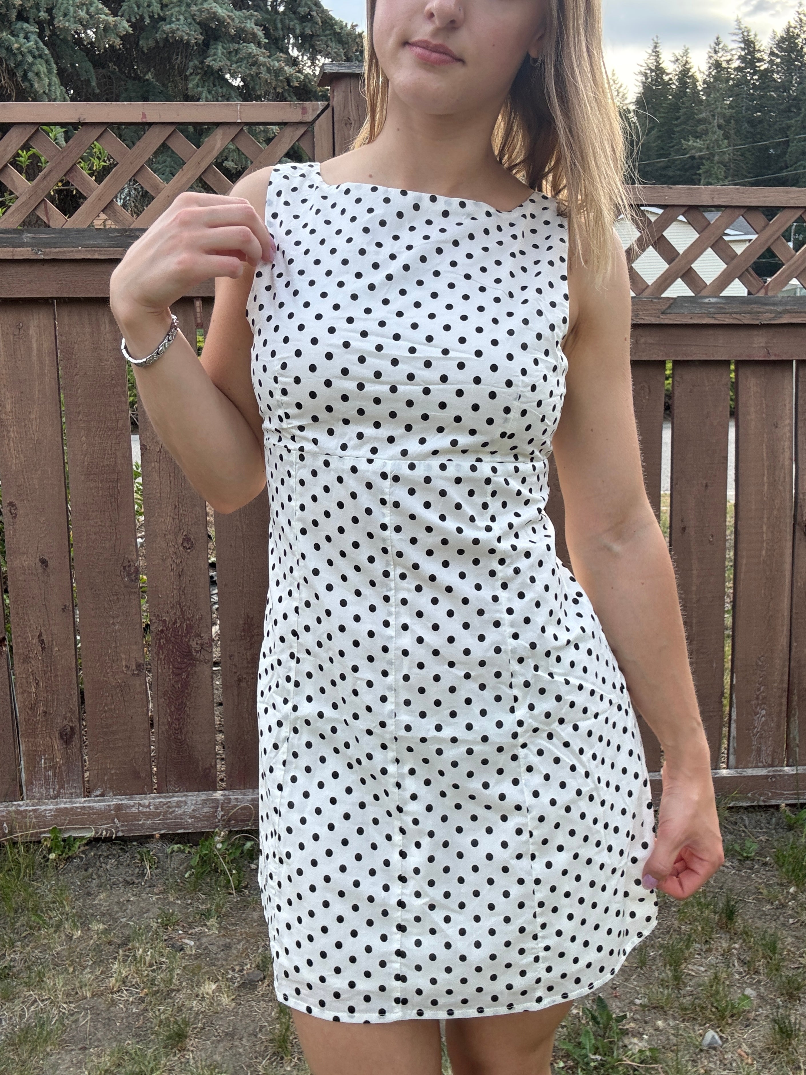 Polka Dot Boat Neck Dress