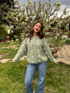 Sage Polka Dot Cardigan