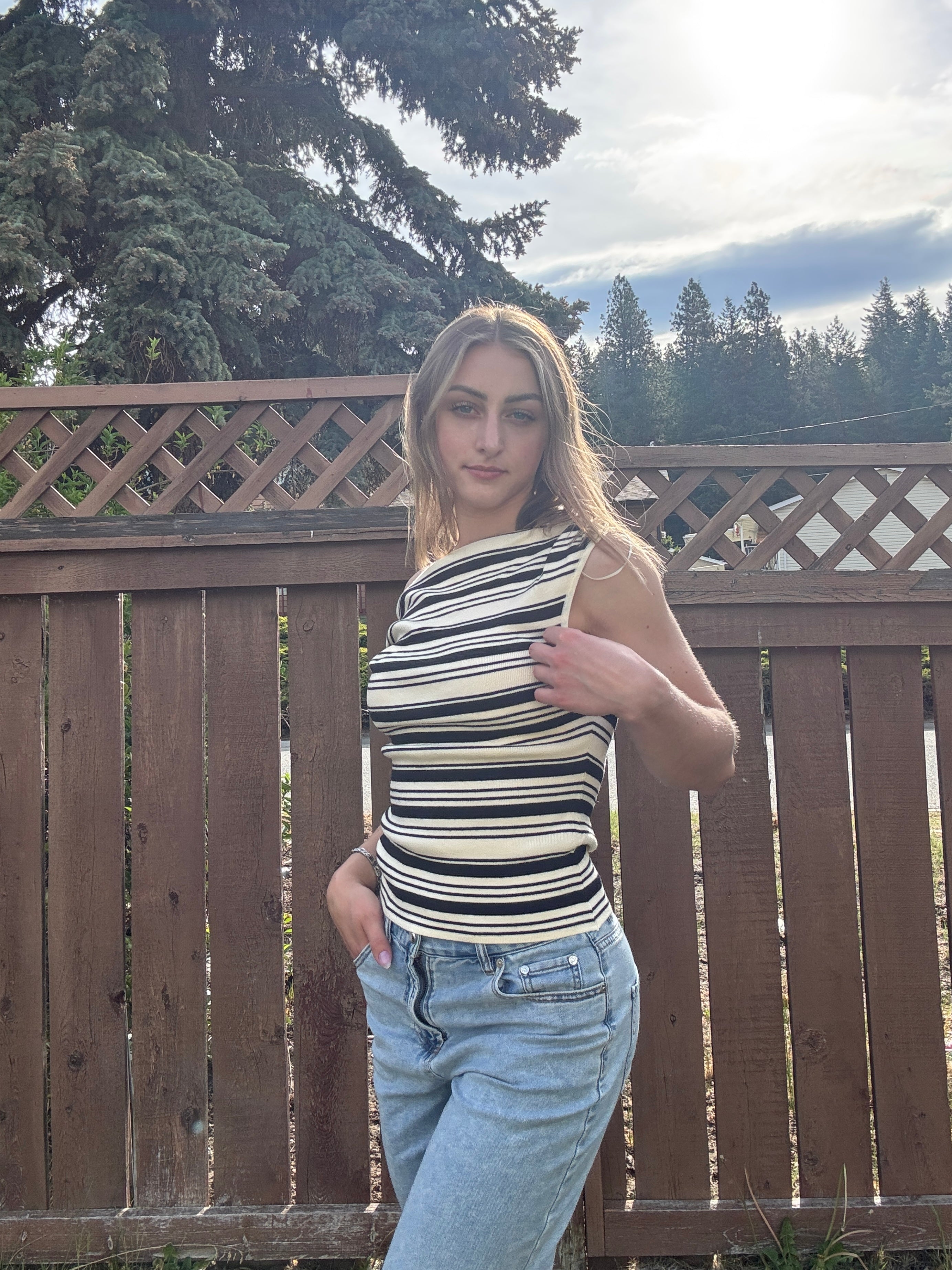Asymmetrical Stripe Top