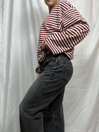 Everyday Oversized Stripe Long Sleeve- red