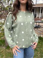 Sage Polka Dot Cardigan