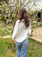 Baby Blue Round Neck Sardine Sweater