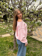 Soft pink boat neck sweater