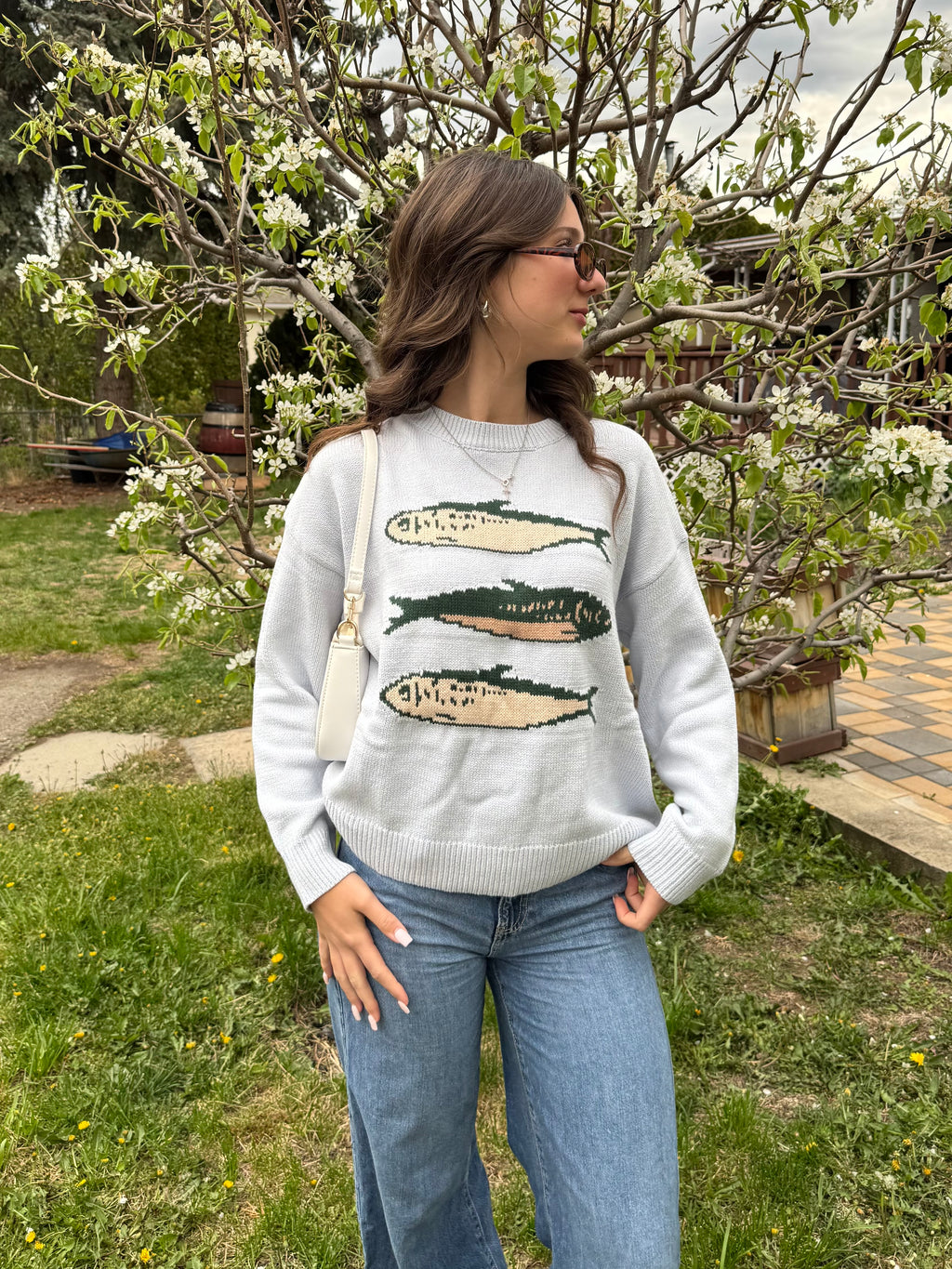 Baby Blue Round Neck Sardine Sweater