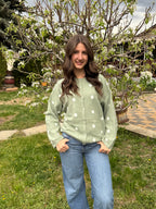 Sage Polka Dot Cardigan