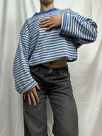 Everyday Oversized Stripe Long Sleeve- blue
