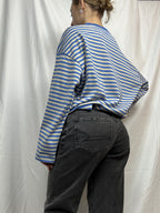 Everyday Oversized Stripe Long Sleeve- blue