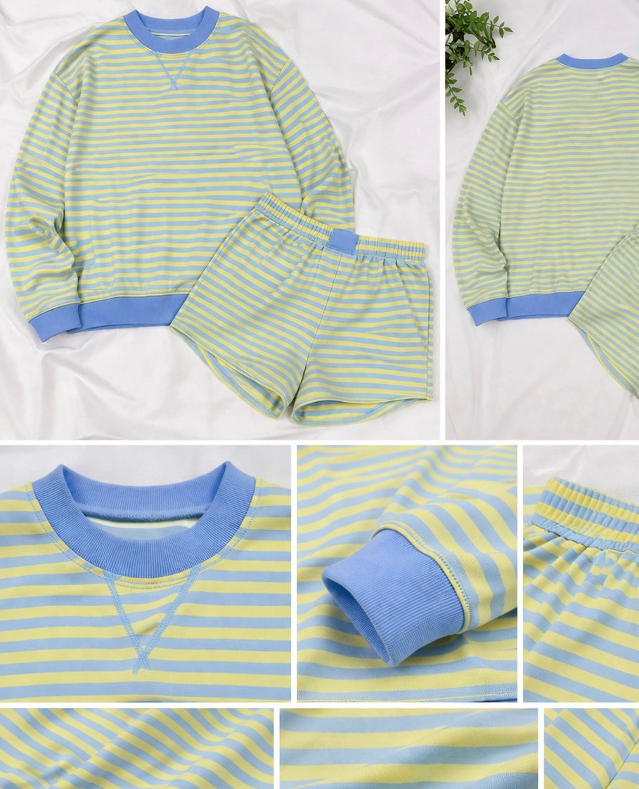 Striped Color Block Lounge Set