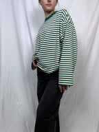 Everyday Oversized Stripe Long Sleeve- green