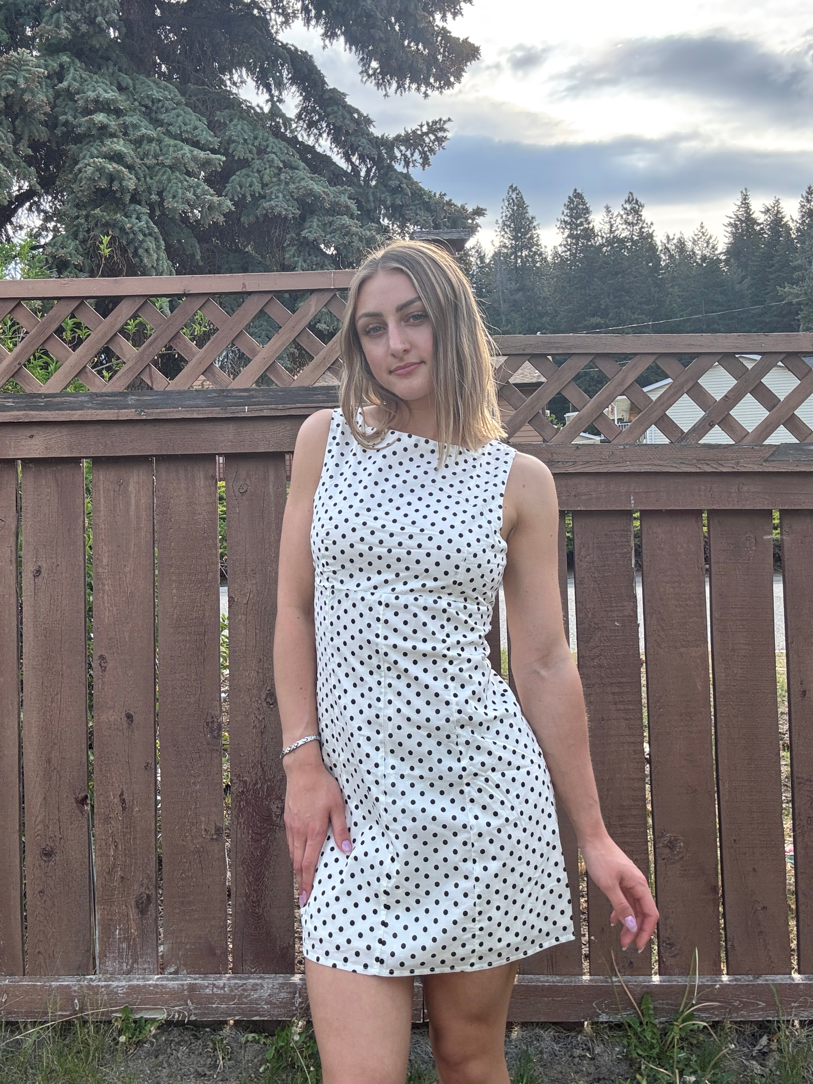 Polka Dot Boat Neck Dress