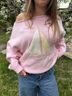 Soft pink boat neck sweater