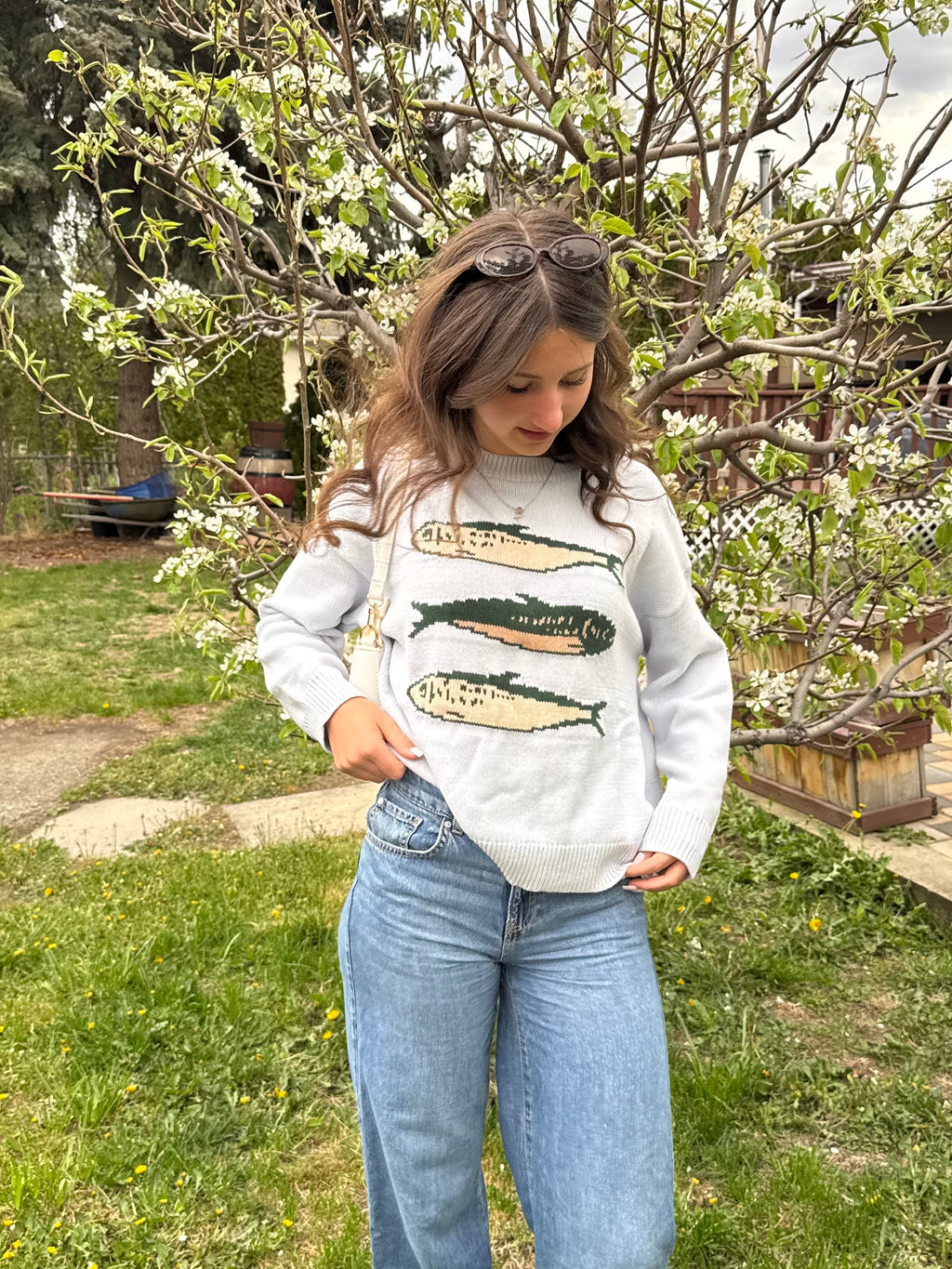 Baby Blue Round Neck Sardine Sweater
