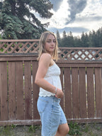 Lace Trim Eyelet Top