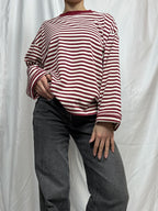 Everyday Oversized Stripe Long Sleeve- red