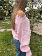 Soft pink boat neck sweater
