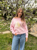 Soft pink boat neck sweater