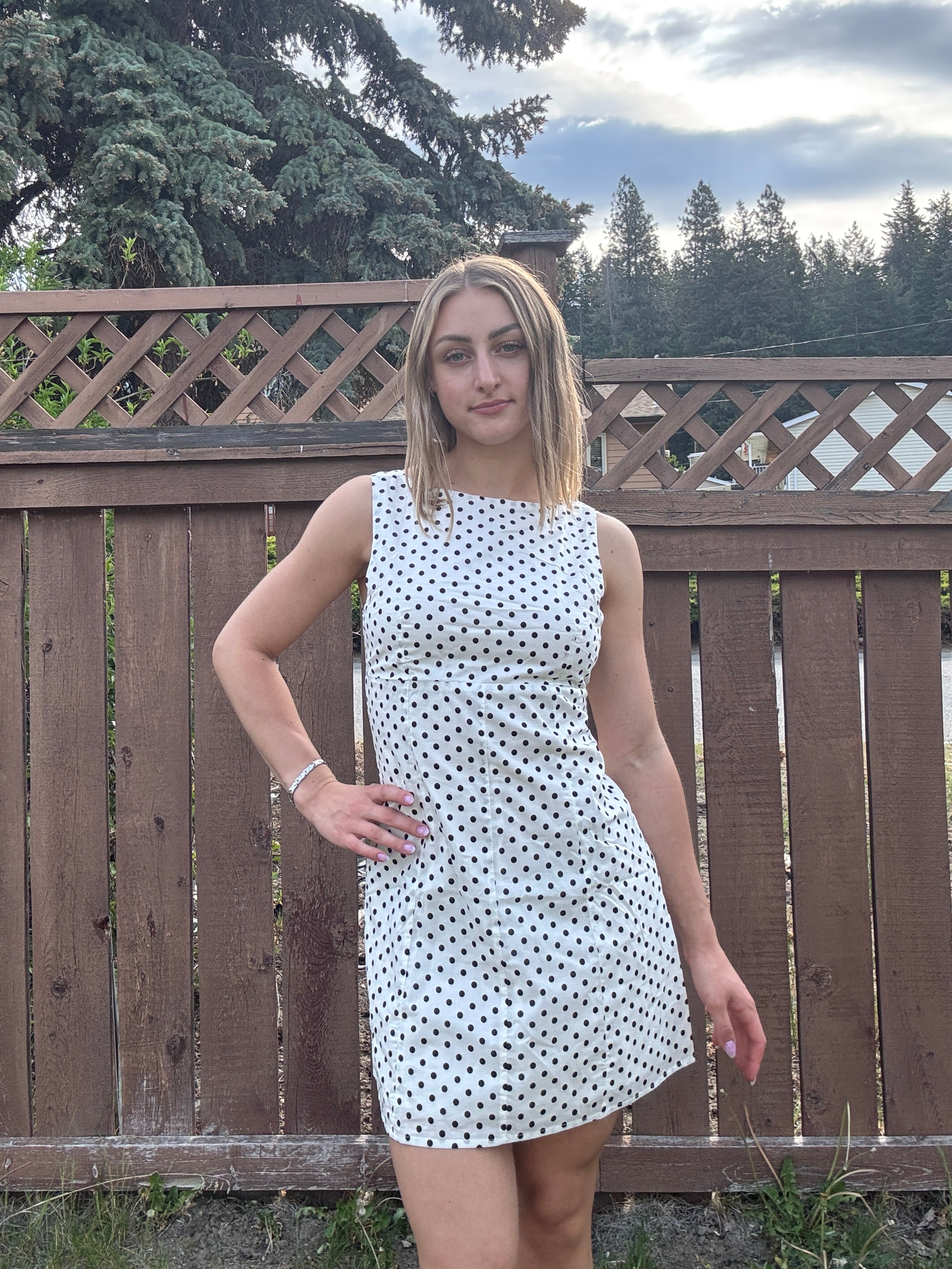 Polka Dot Boat Neck Dress