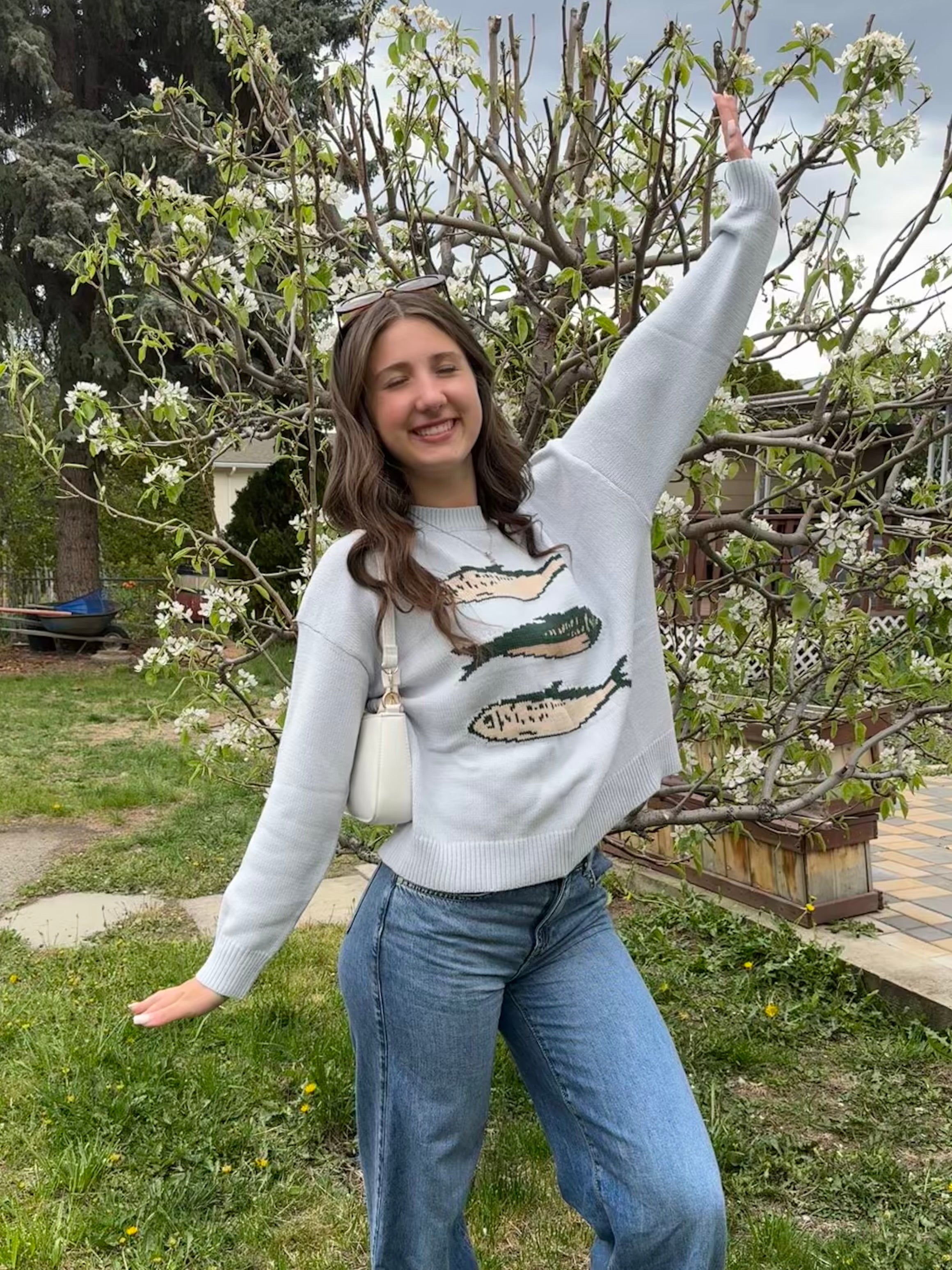 Baby Blue Round Neck Sardine Sweater