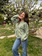 Sage Polka Dot Cardigan