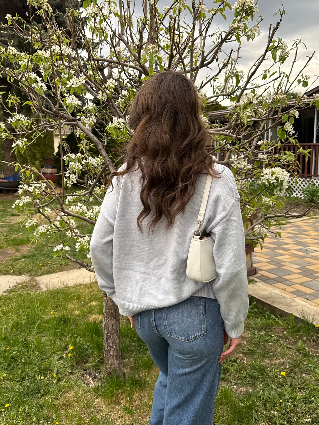 Baby Blue Round Neck Sardine Sweater