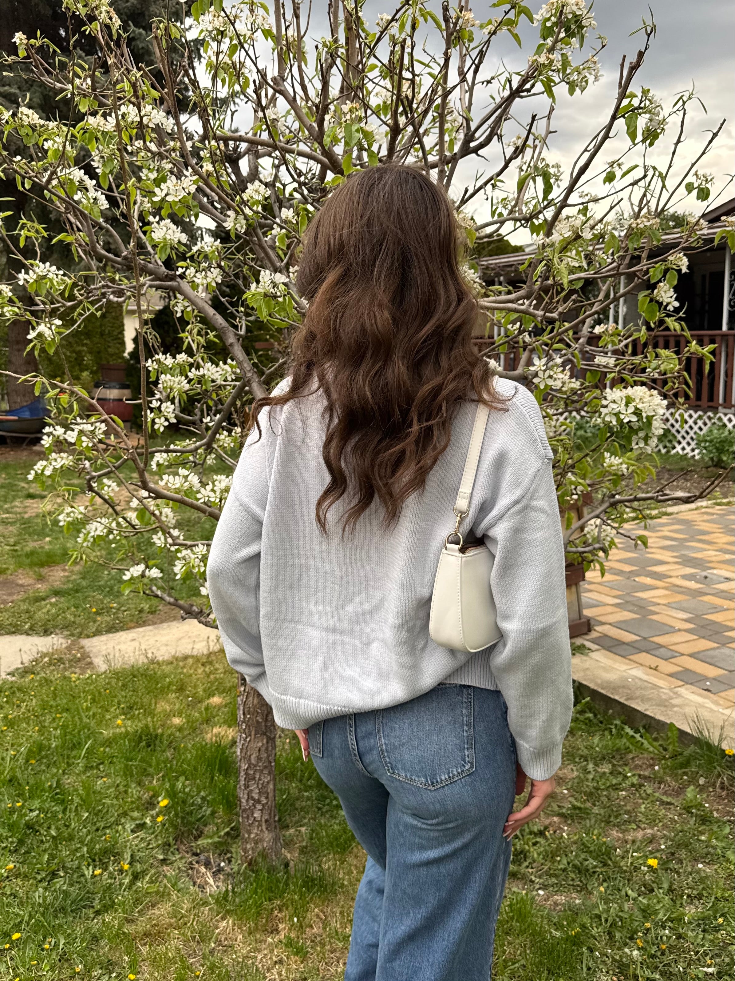 Baby Blue Round Neck Sardine Sweater