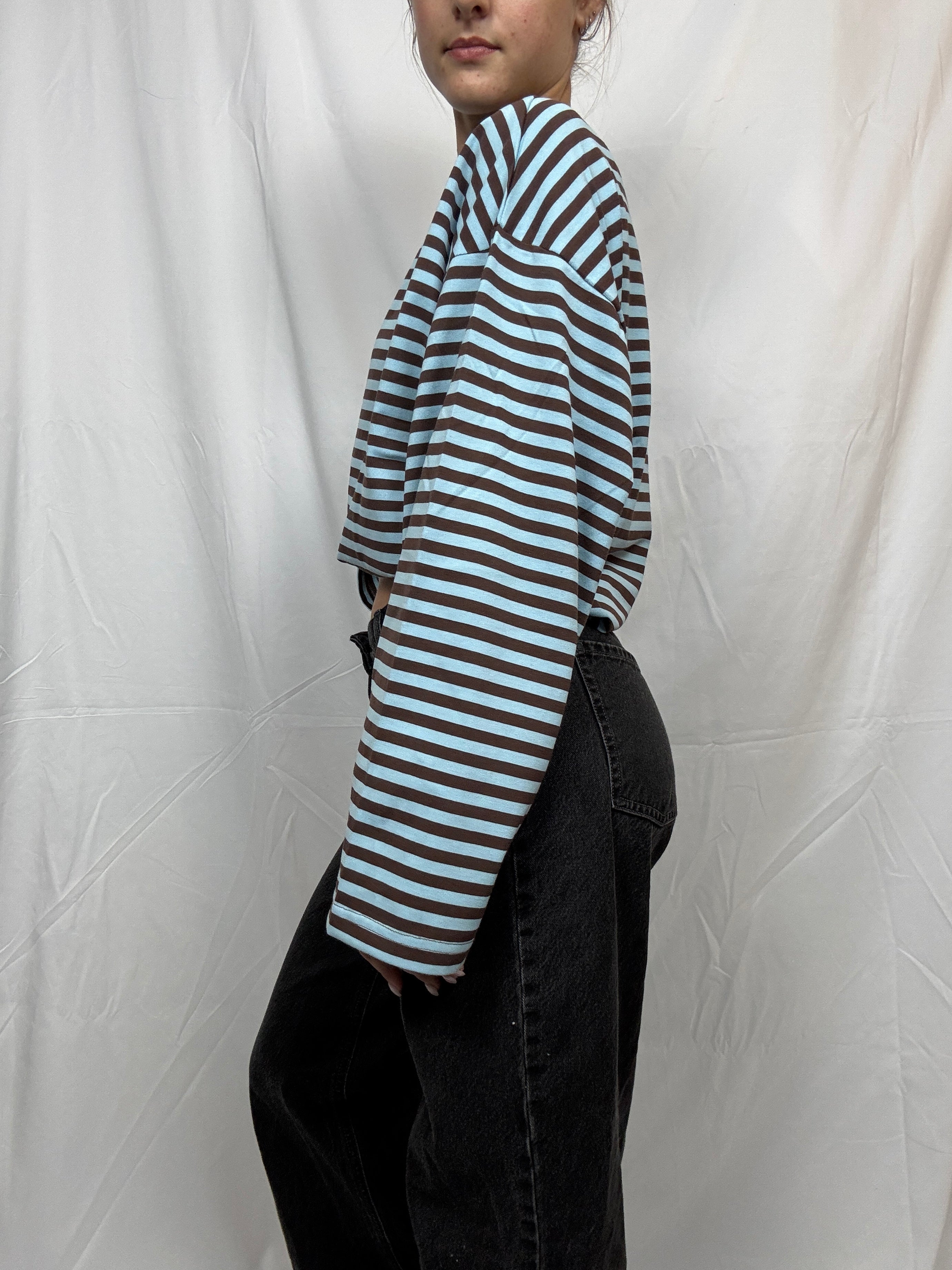 Everyday Oversized Stripe Long Sleeve- chocolate