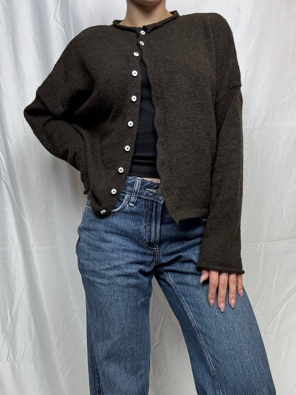 Dark Brown Essential Layer Cardigan