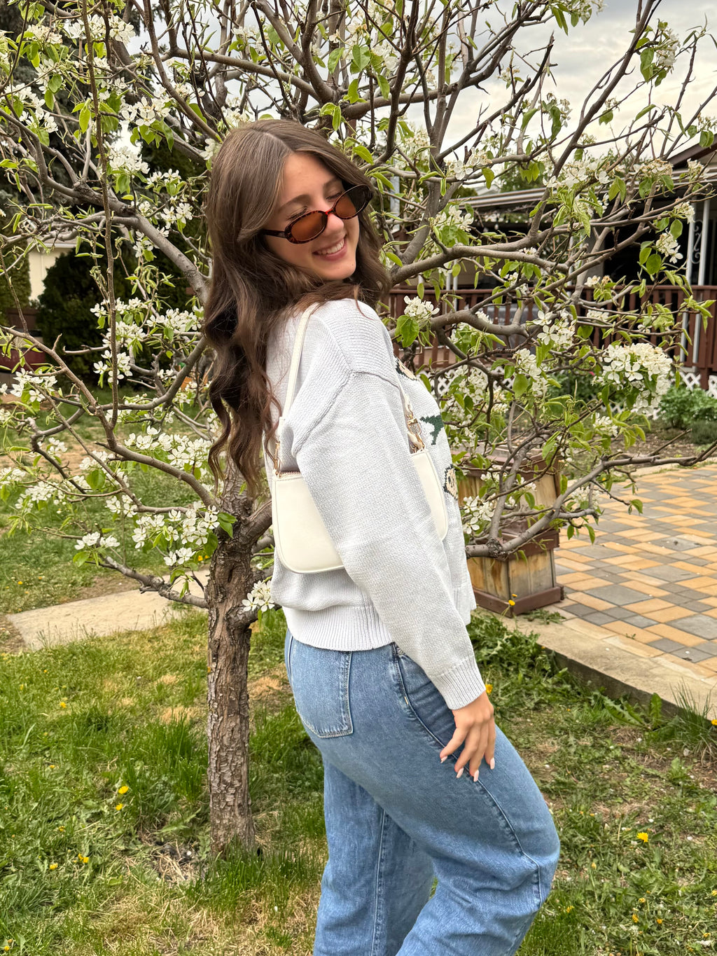 Baby Blue Round Neck Sardine Sweater