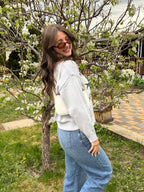 Baby Blue Round Neck Sardine Sweater