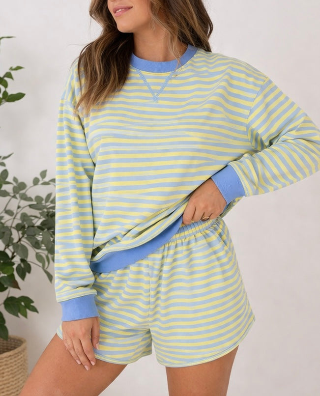 Striped Color Block Lounge Set