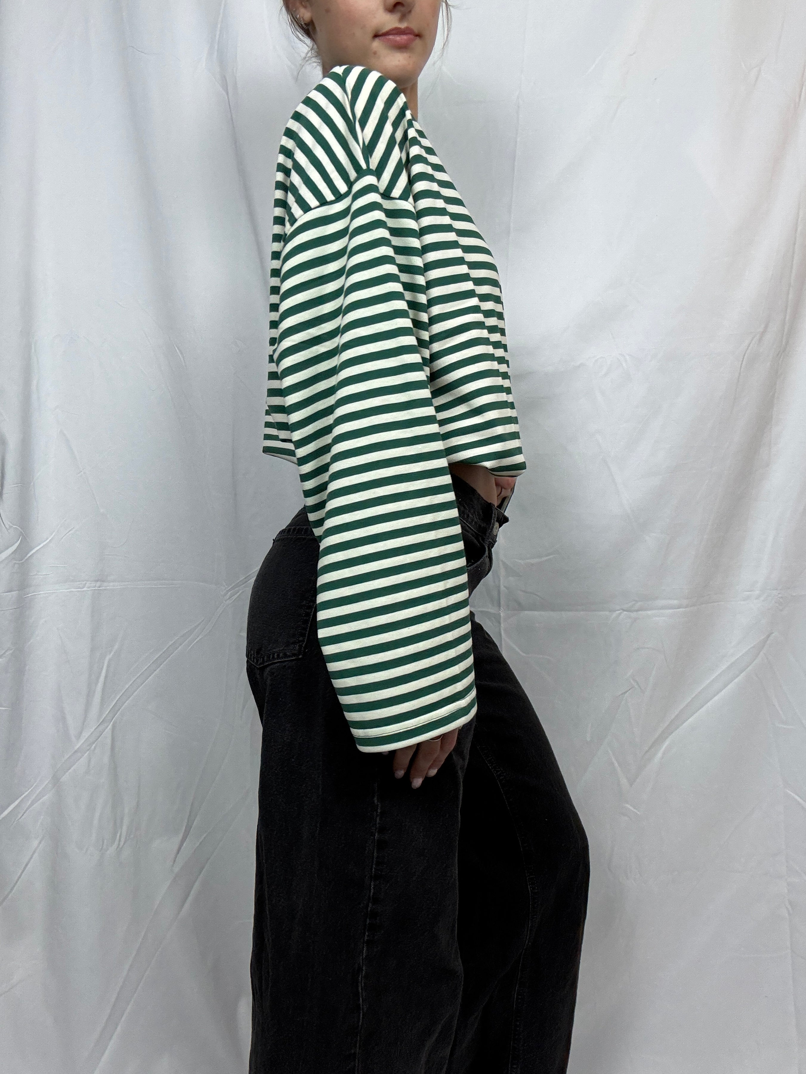 Everyday Oversized Stripe Long Sleeve- green