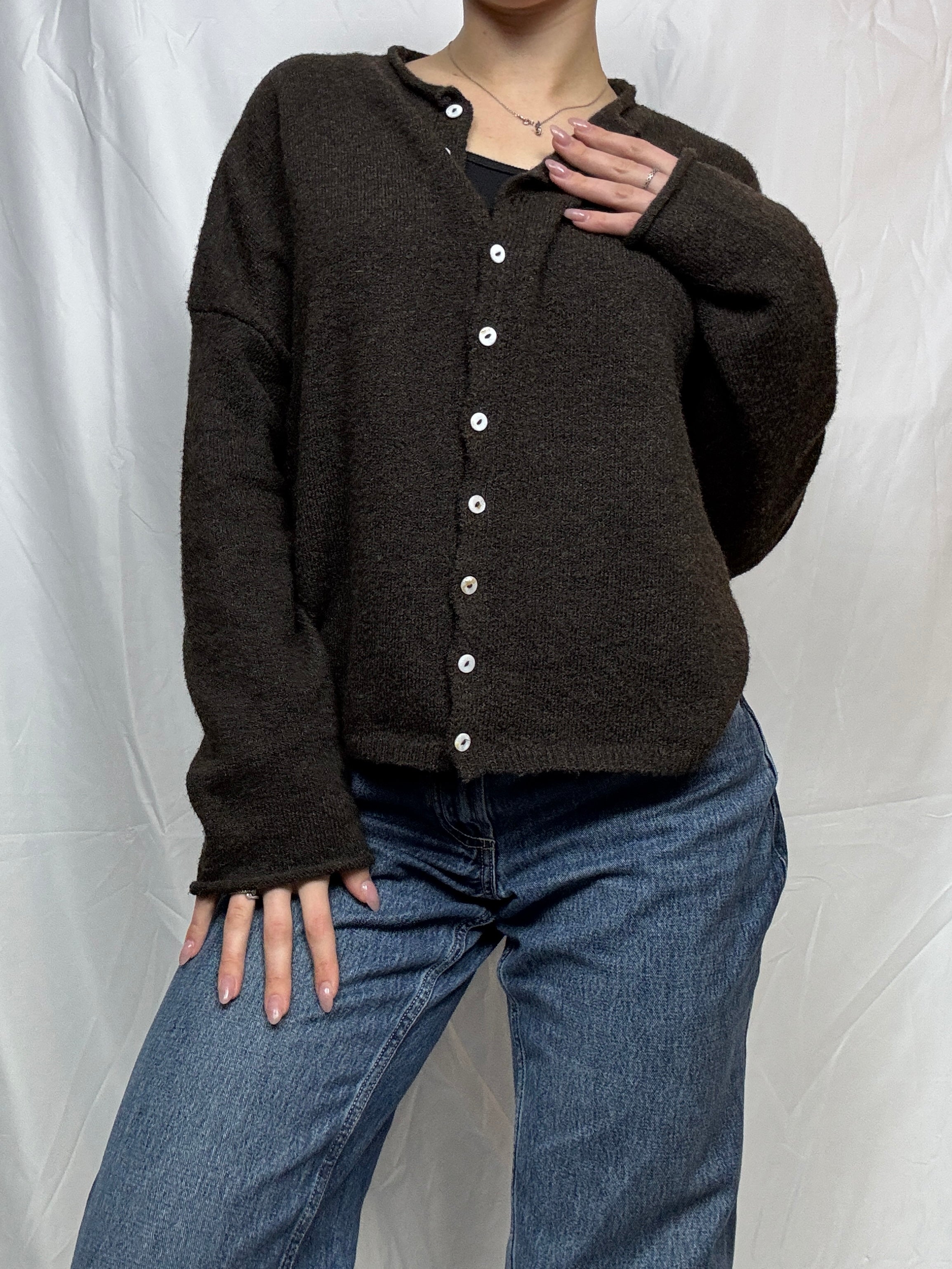 Dark Brown Essential Layer Cardigan