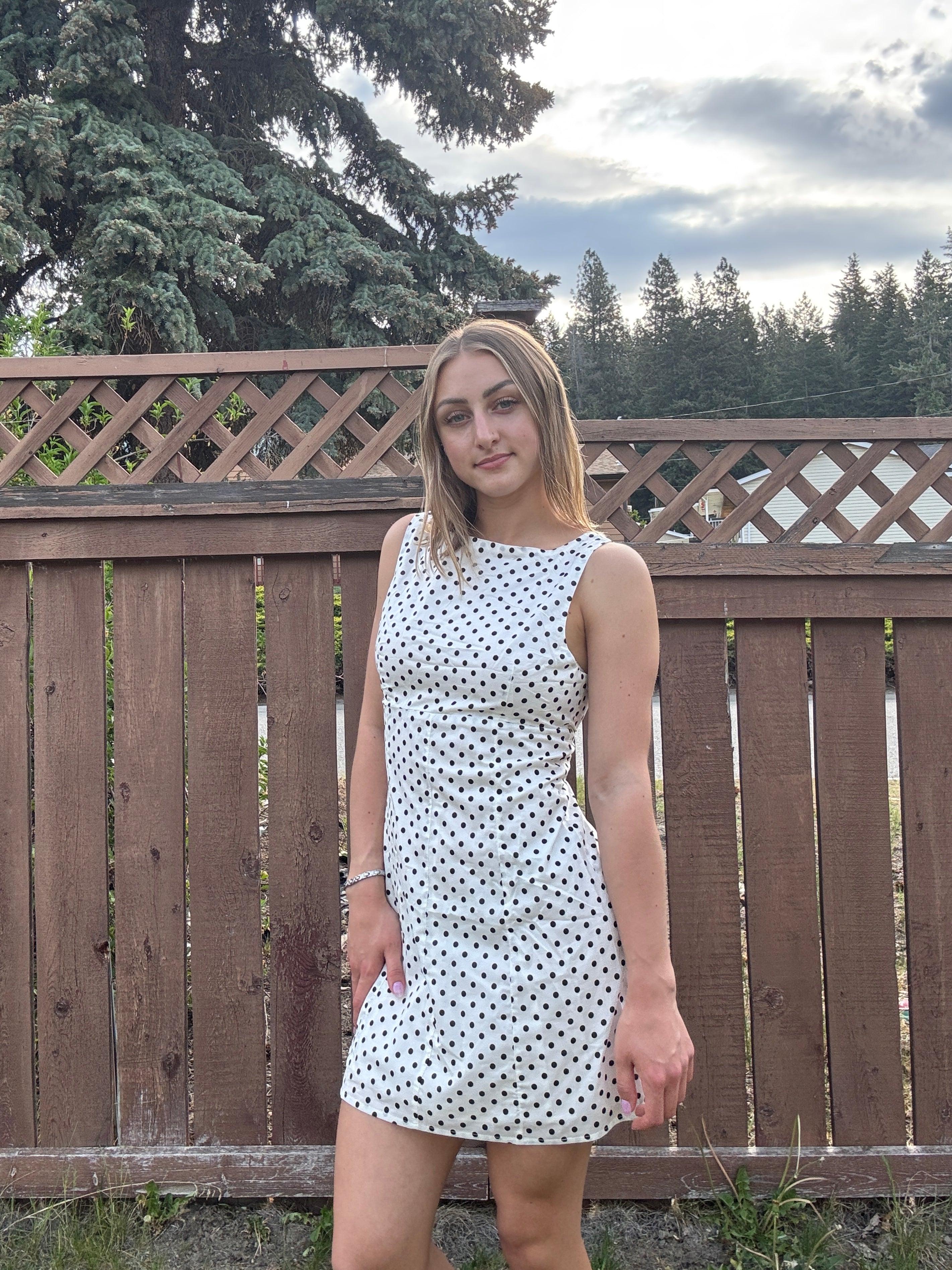 Polka Dot Boat Neck Dress