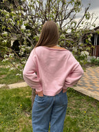 Soft pink boat neck sweater