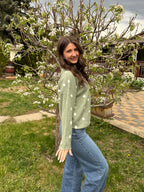 Sage Polka Dot Cardigan