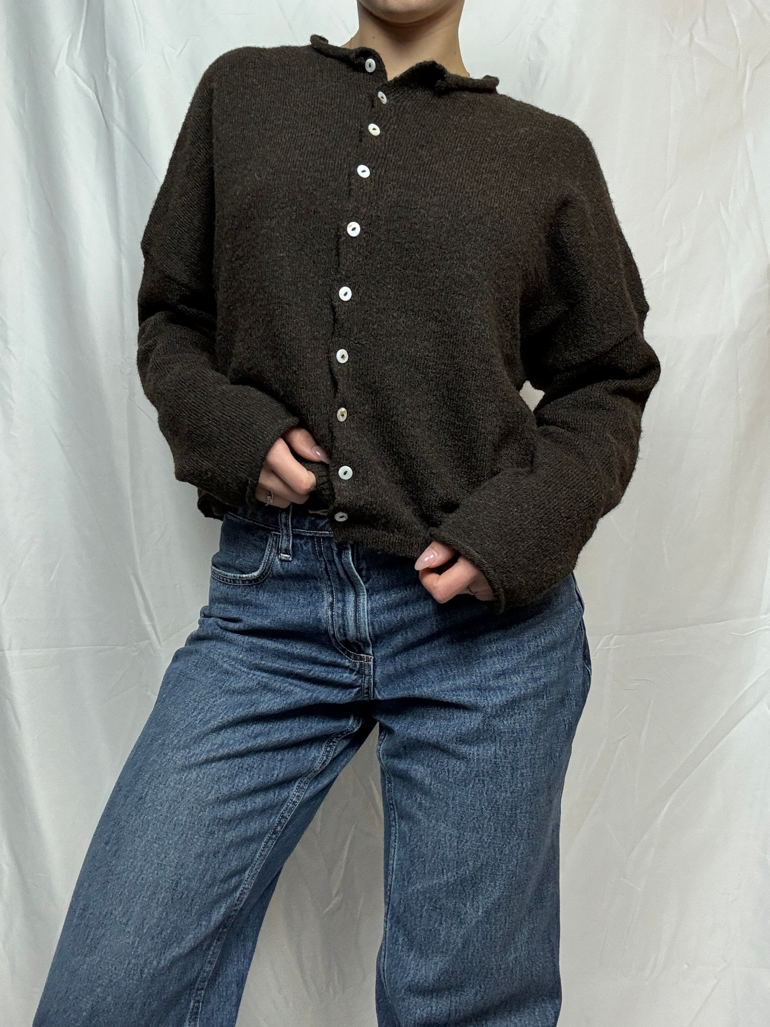 Dark Brown Essential Layer Cardigan