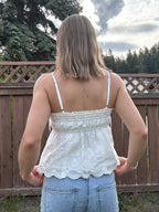 Lace Trim Eyelet Top
