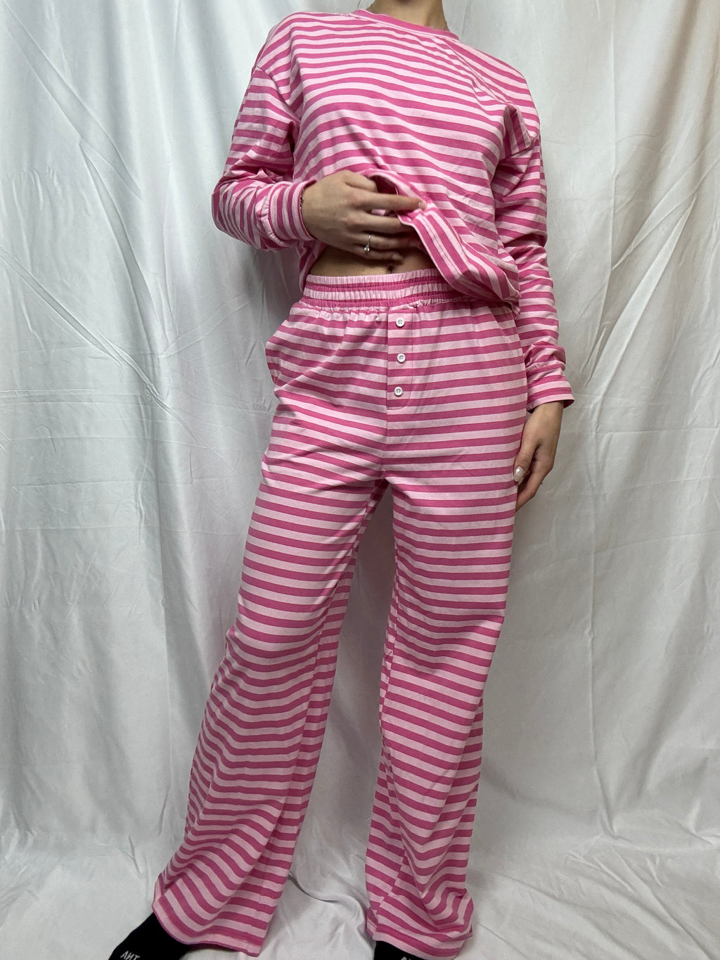 Rose Striped Long Sleeve Lounge Set