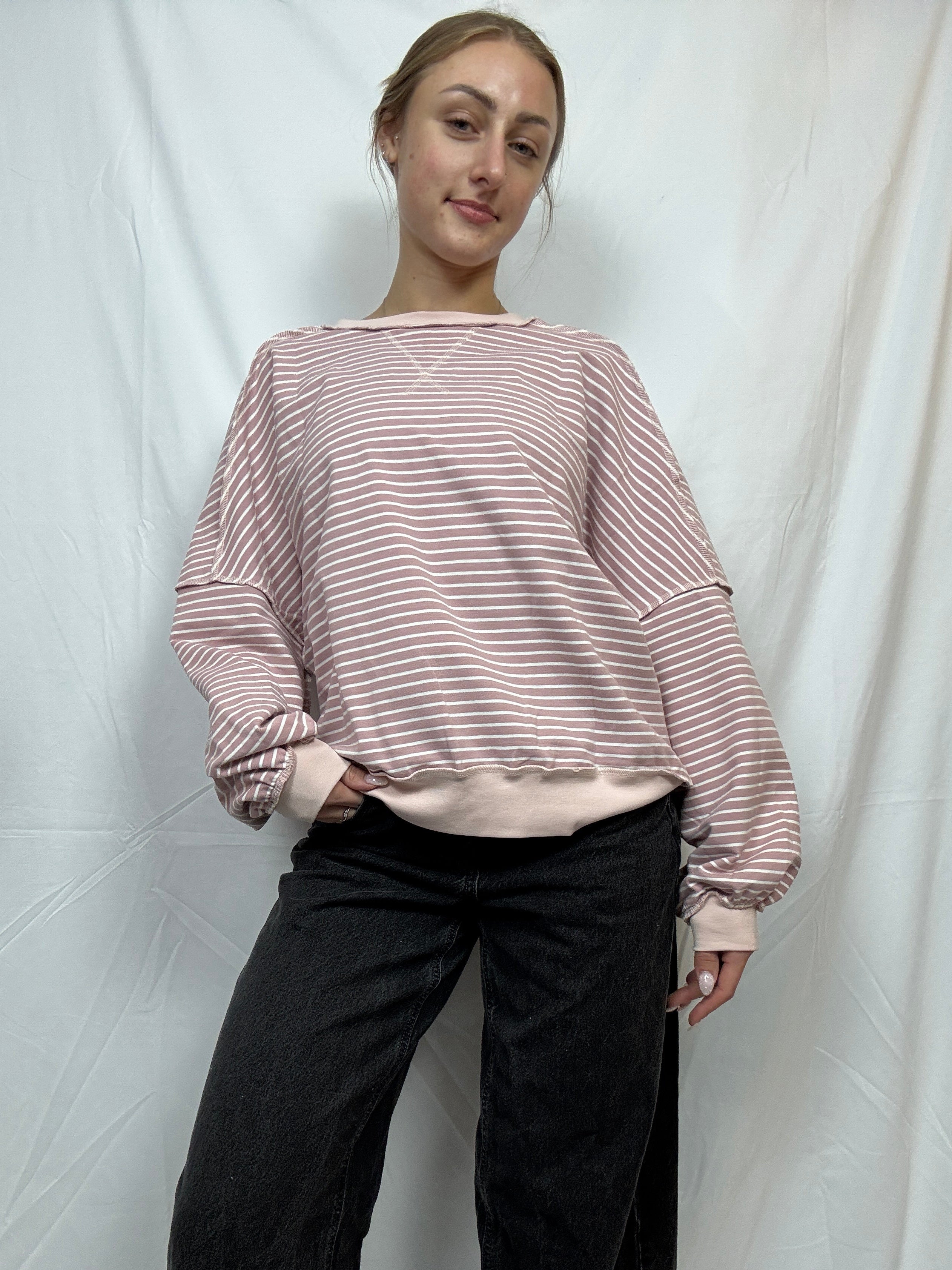 Pink Stripe Everyday Crewneck