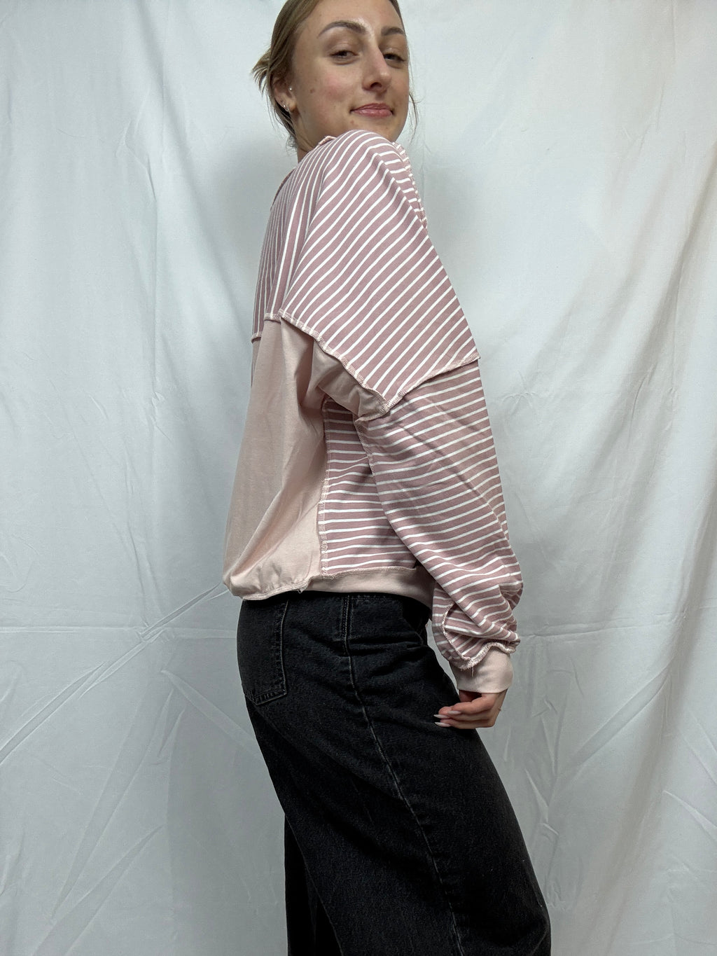 Pink Stripe Everyday Crewneck