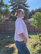 The Sunday Stripe Oversized Tee- baby pink