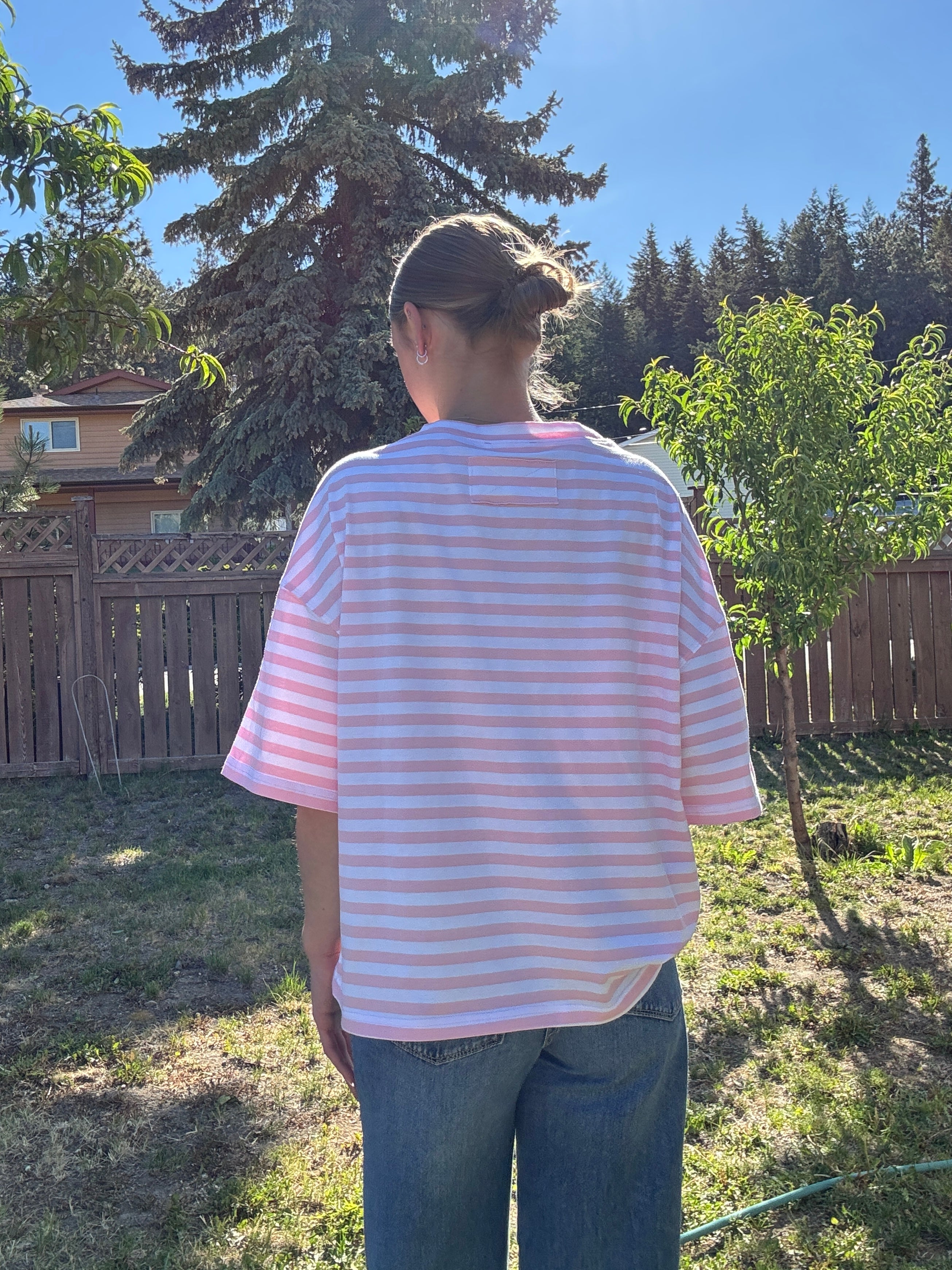 The Sunday Stripe Oversized Tee- baby pink