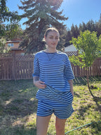 Ocean Blue Coastal Stripe Lounge Set