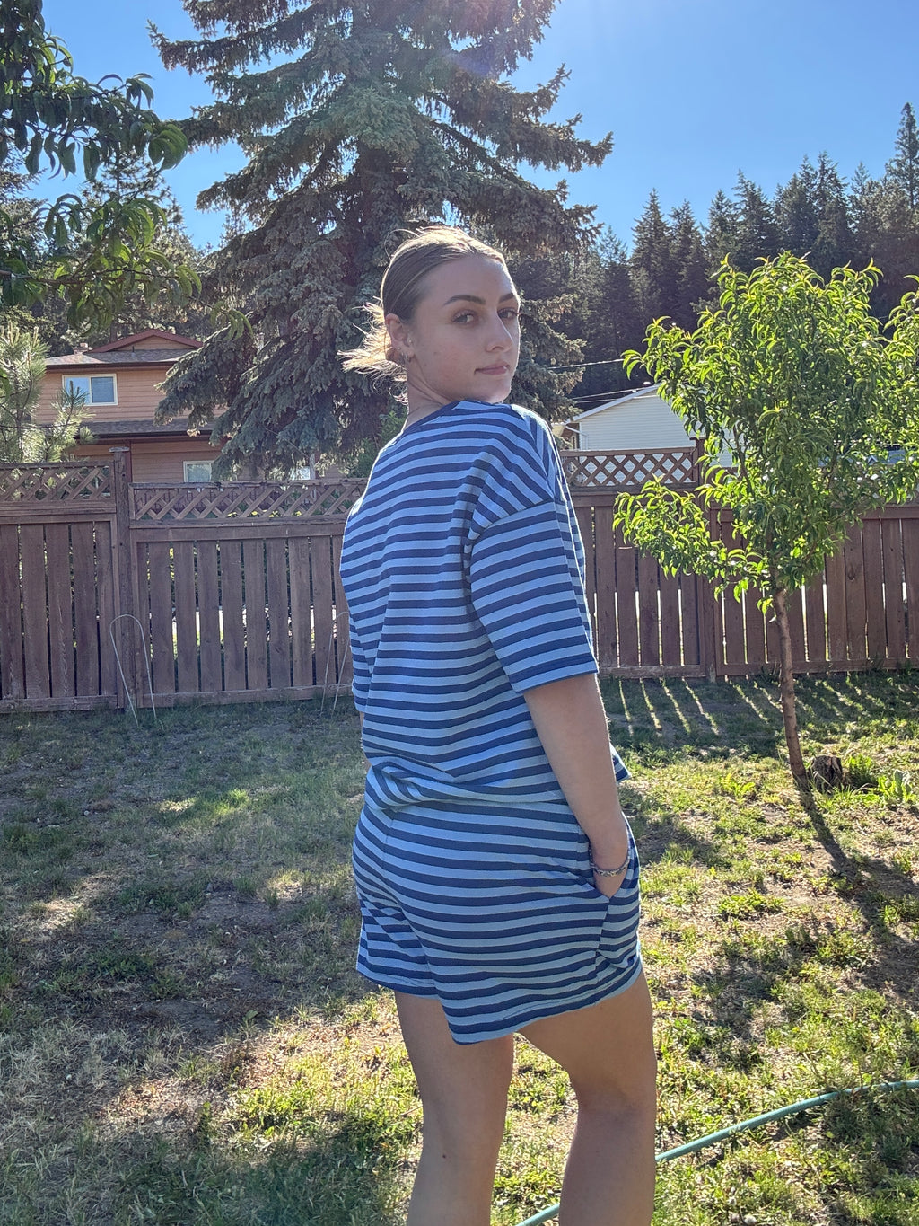 Ocean Blue Coastal Stripe Lounge Set