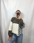 Knotted Back Colorblock Sweater
