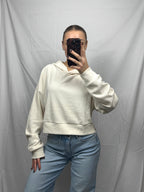 Cropped Ribbed Drop Shoulder Hoodie