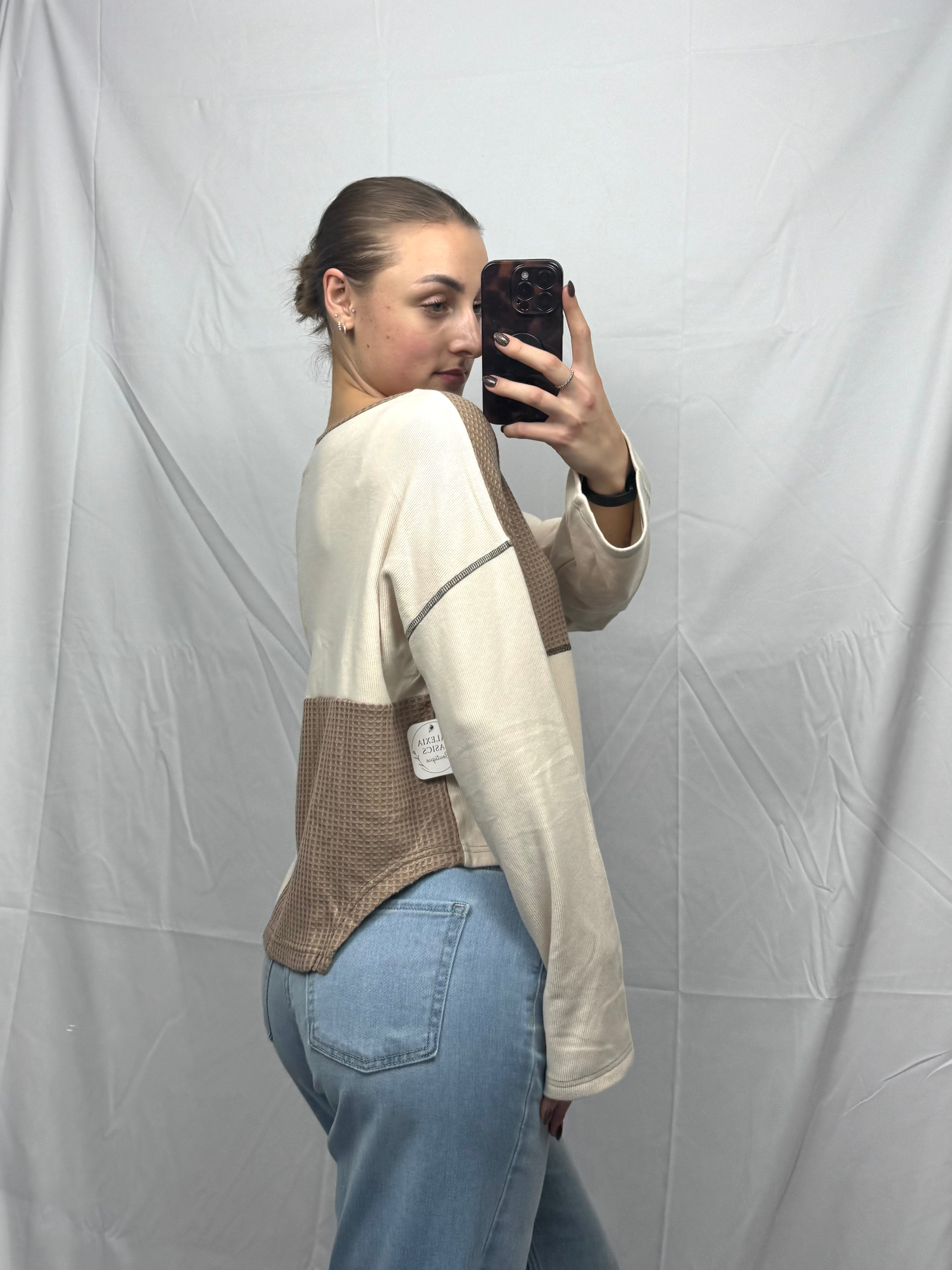 Color Block Waffle Top