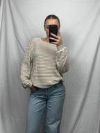 Striped Drop Shoulder Long Sleeve Top